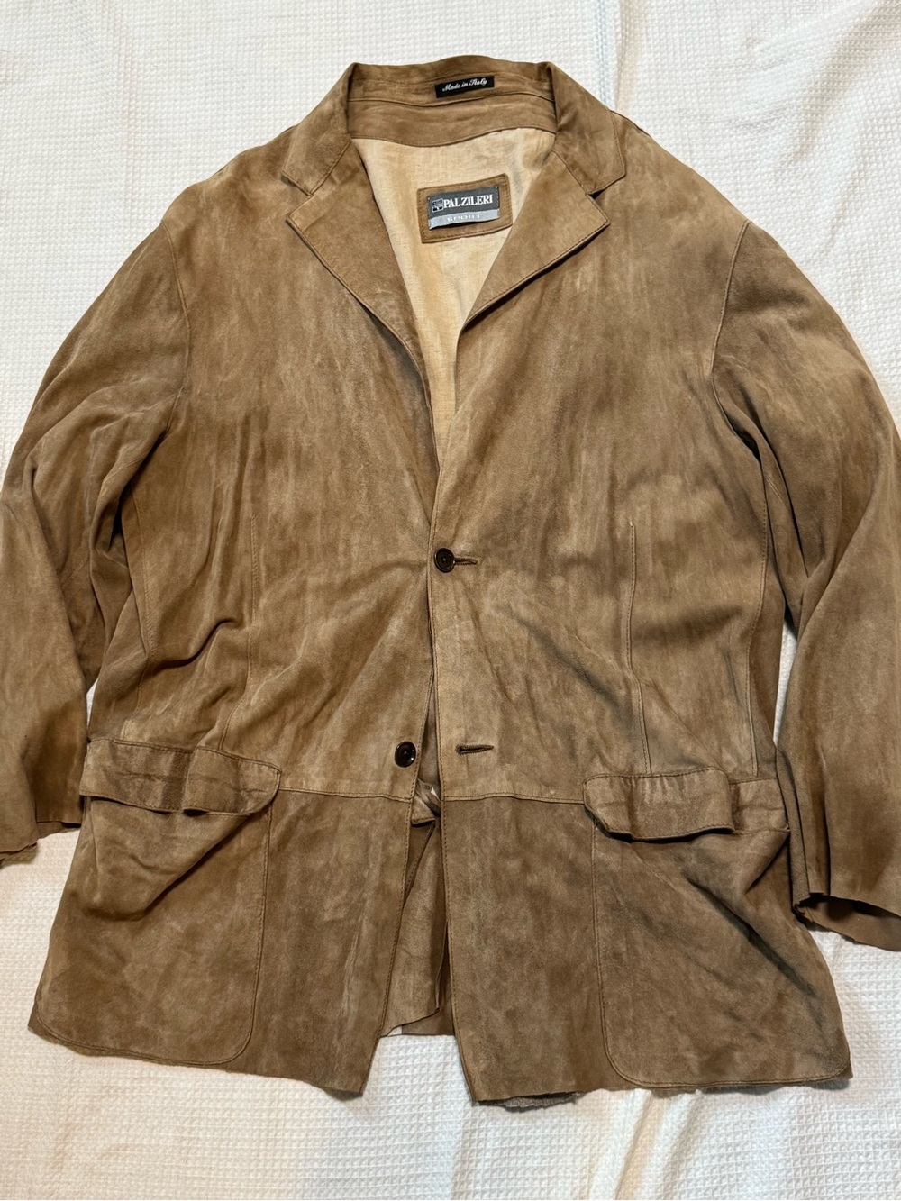 Pal Zileri made in Italy Suede Button Front Jacket in Tan